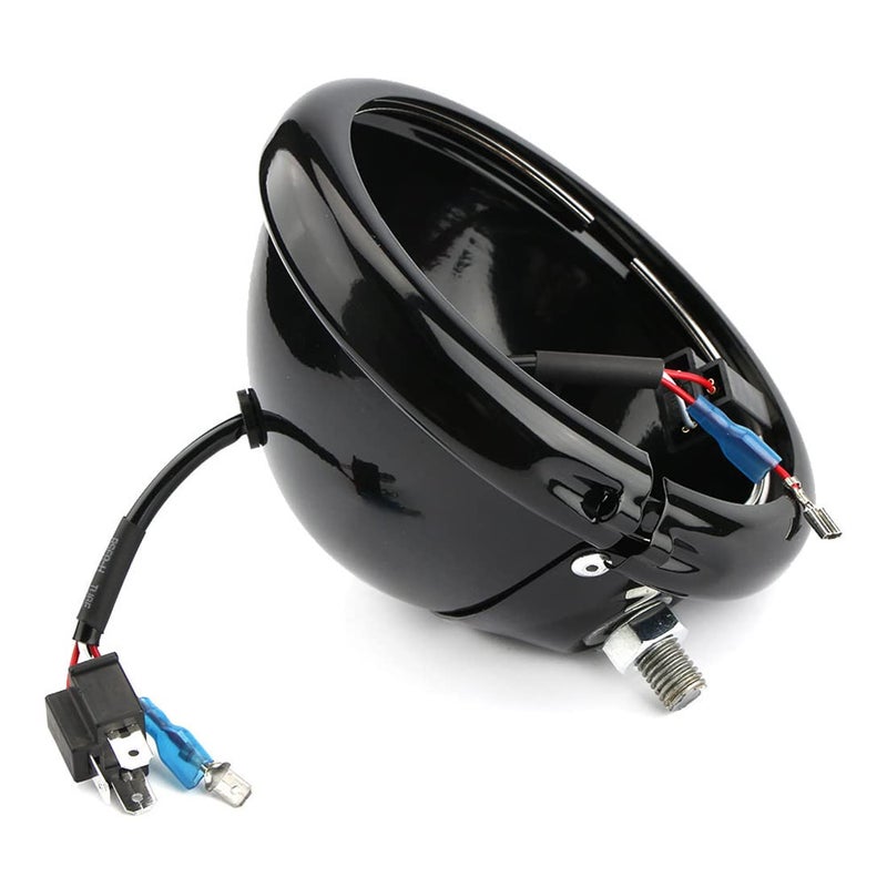 Autokun 5.75" Headlight Housing Motorcycle 5 3/4 inch Round LED Headlight Bucket for Motorcycle Headlamp Mounting, Black - Image 2